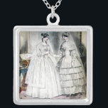 Viktorianisches Hochzeitskleid zwei Frauen Versilberte Kette<br><div class="desc">Das Viktorianische Hochzeitskleid ist in einem 1850 erschienenen Magazin mit der aktuellsten Hochzeitsmode des Tages zu sehen. Schöne Kunst!</div>