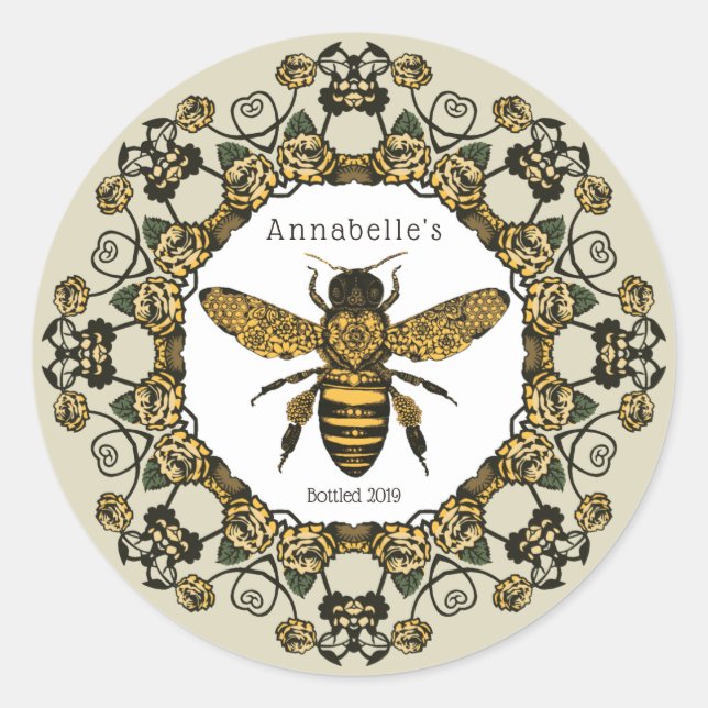 Viktorianisches Honiglabel Runder Aufkleber (Vorderseite)