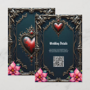 Viktorianisches Karmesin Gothic Heart Begleitkarte