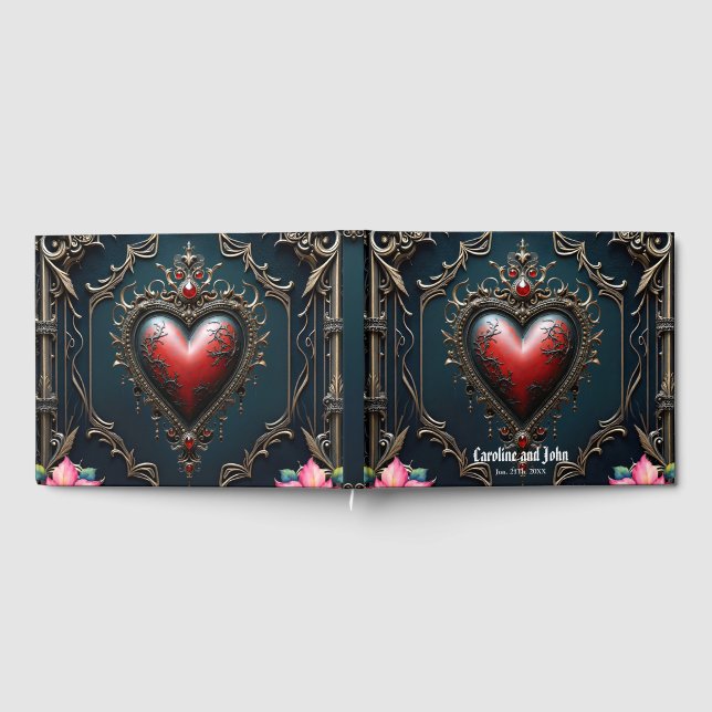Viktorianisches Karmesin  Gothic Heart  Gästebuch (Voll)