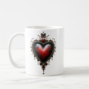 Viktorianisches Karmesin Gothic Heart Kaffeetasse