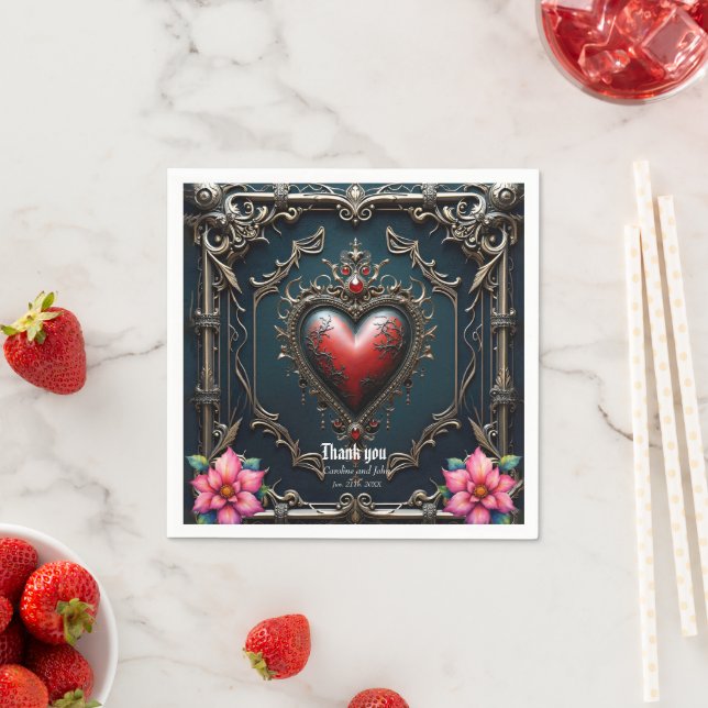Viktorianisches Karmesin  Gothic Heart  Serviette (Beispiel)