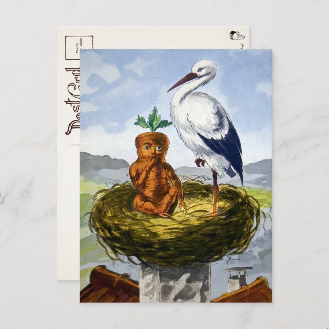 Viktorianisches Karottenbaby in der Nest-Postkarte Postkarte (Vorne/Hinten)
