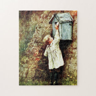 Viktorianisches Kind, das einen Brief verschickt Puzzle