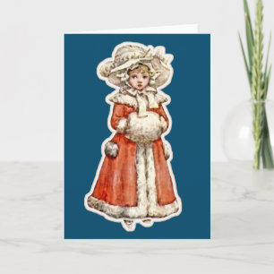 Viktorianisches Kinder-Papierpuppe Wintermantel Ha Karte