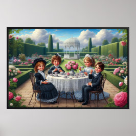 Viktorianisches Kindergarten Tea Party Vintag Poster