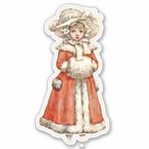 Viktorianisches Kinderpapier-Puppentuppe Winterman Aufkleber
