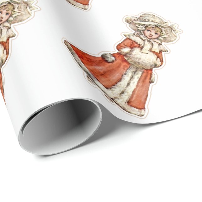Viktorianisches Kinderpapier-Puppentuppe Winterman Geschenkpapier (Rolleneckpunkt)