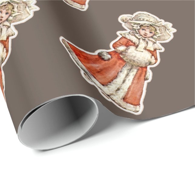Viktorianisches Kinderpapier-Puppentuppe Winterman Geschenkpapier (Rolleneckpunkt)