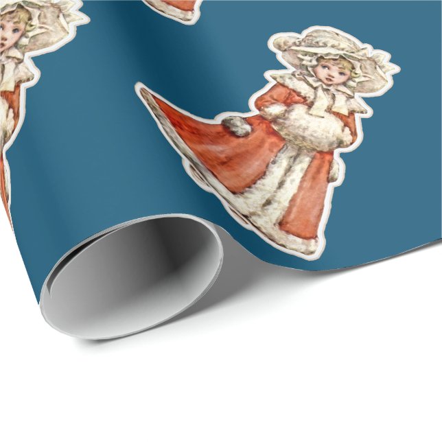 Viktorianisches Kinderpapier-Puppentuppe Winterman Geschenkpapier (Rolleneckpunkt)
