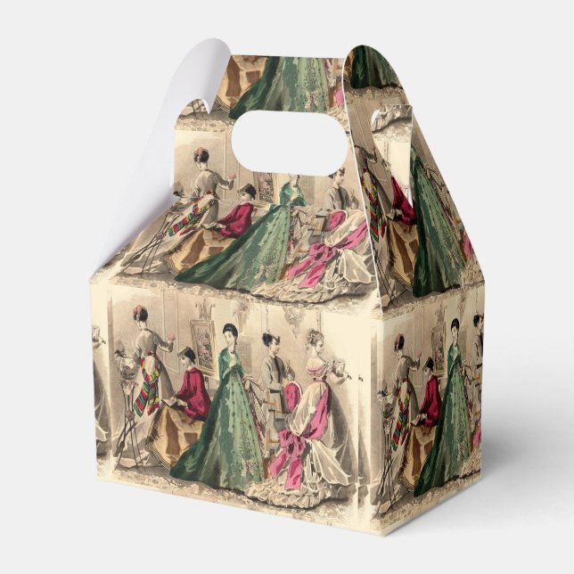 Viktorianisches Kleid mit Pink Bow Gevor Box Geschenkschachtel (Vorderseite)