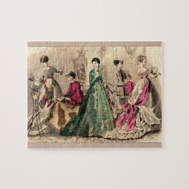 Viktorianisches Kleid mit Pink Bow Jigsaw Puzzle (Horizontal)