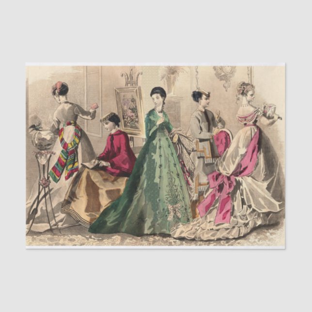 Viktorianisches Kleid mit rosa Bogen Seidenpapier (Vorderseite)