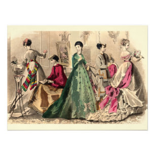 Viktorianisches Kleid mit rosa Schleife Foto Print