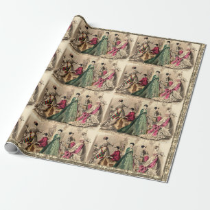 Viktorianisches Kleid mit rosa Schleifenverpackung Geschenkpapier