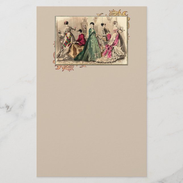 Viktorianisches Kleid mit rosafarbenen Böschungen Briefpapier (Vorderseite)