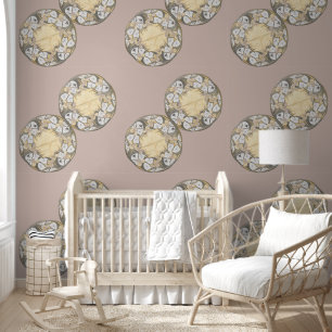 Viktorianisches Kreismuster Taupe Peach Tapete