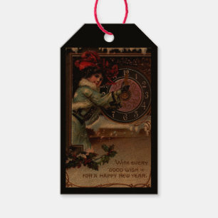 Viktorianisches Lady-Vintage-Frohes-Neues-Jahr-Ges Geschenkanhänger