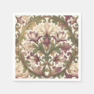 Viktorianisches Lila Creme Ornamentales Blumenmust Serviette