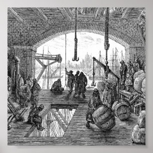 Viktorianisches London - Lager durch die Themse Poster