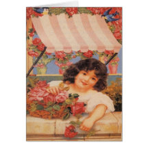 Viktorianisches Mädchen, das Blumen verkauft