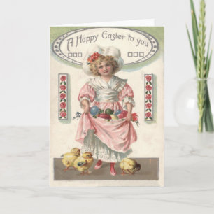 Viktorianisches Mädchen gemalte farbige Feiertagskarte