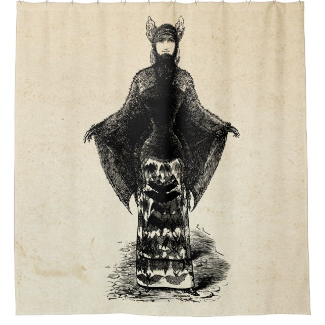 Viktorianisches Mädchen in Bat Kostüm I Duschvorhang (Vorderseite)