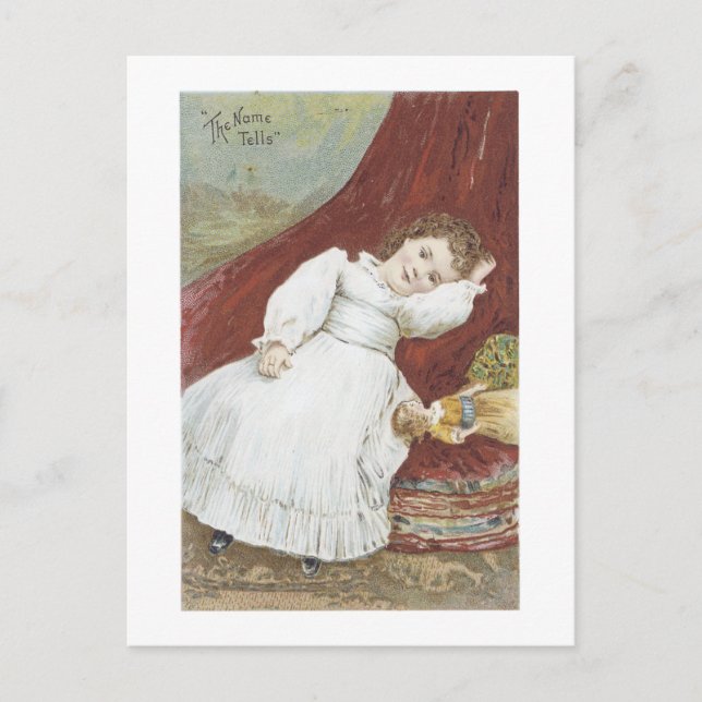 Viktorianisches Mädchen mit ihrer Puppe Postkarte (Vorderseite)