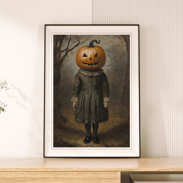 Viktorianisches Mädchen mit Kürbiskopf Halloween-M Poster (Von Creator hochgeladen)