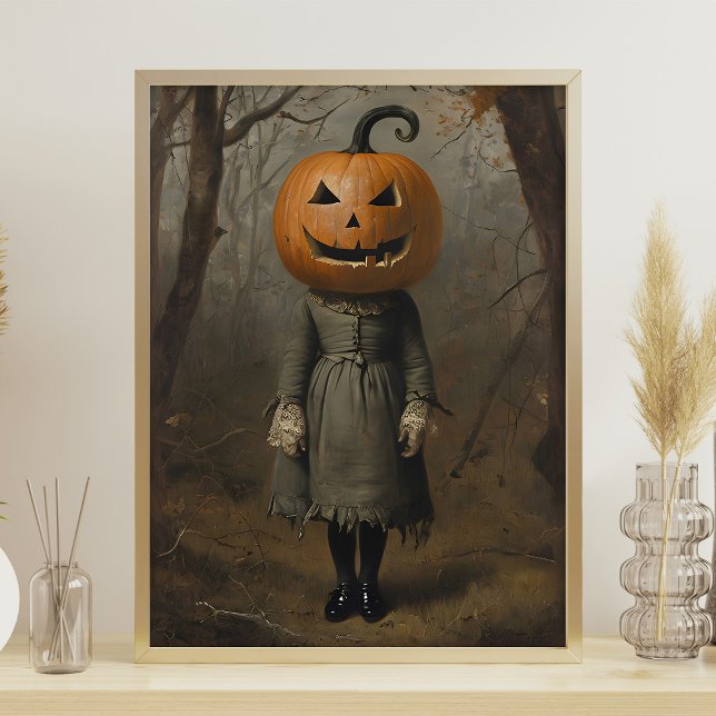 Viktorianisches Mädchen mit Kürbiskopf Halloween-M Poster (Von Creator hochgeladen)