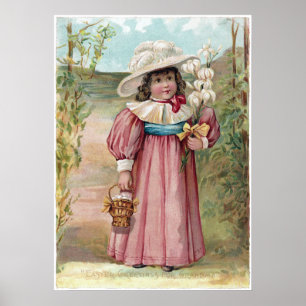 Viktorianisches Mädchen mit Osterlilien für Poster