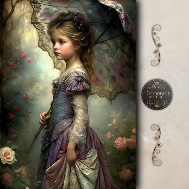Viktorianisches Mädchen mit Regenschirm-Decoupage Seidenpapier (Victorian Girl with Umbrella Decoupage Tissue Paper)