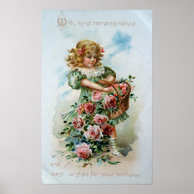 Viktorianisches Mädchen mit Rose Poster (Vorne)
