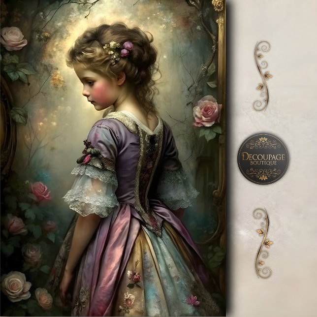 Viktorianisches Mädchen mit Rosen Découpage Seidenpapier (Victorian Girl with Roses Decoupage Tissue Paper)