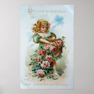 Viktorianisches Mädchen mit Rosen Poster