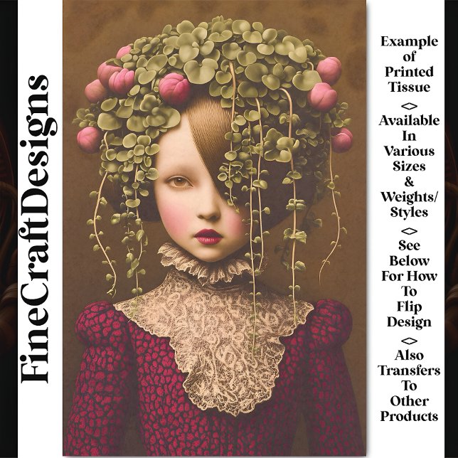 Viktorianisches Mädchen, rosa Buds Grüner Wein BF1 Seidenpapier (Von Creator hochgeladen)