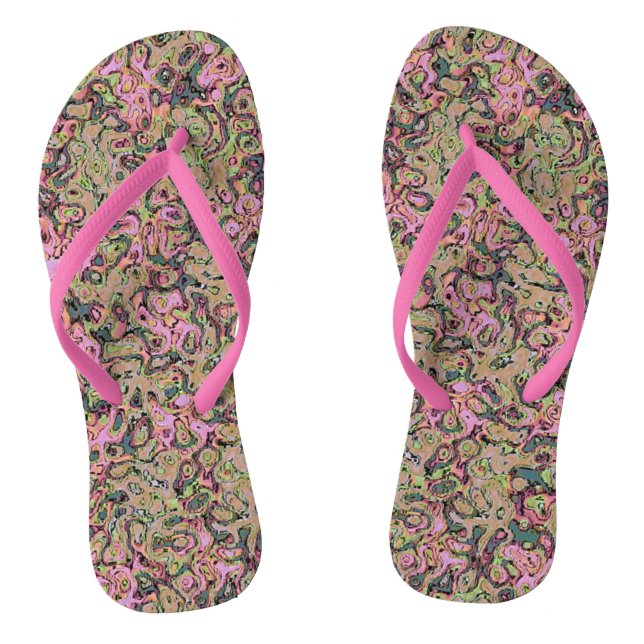 Viktorianisches Marmorrosa Beige Druckdesign Flip Flops (Fußbett)
