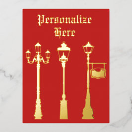 Viktorianisches Messinglampengold Folien Feiertagspostkarte