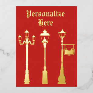 Viktorianisches Messinglampengold Folien Feiertagspostkarte