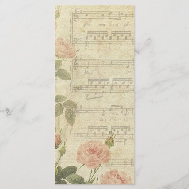 Viktorianisches Musikrosen-Hochzeitsprogramm Programm (Vorderseite)