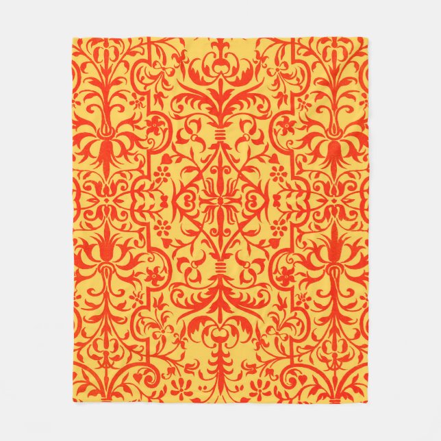 Viktorianisches orangefarbenes Motiv Fleecedecke (Vorderseite)