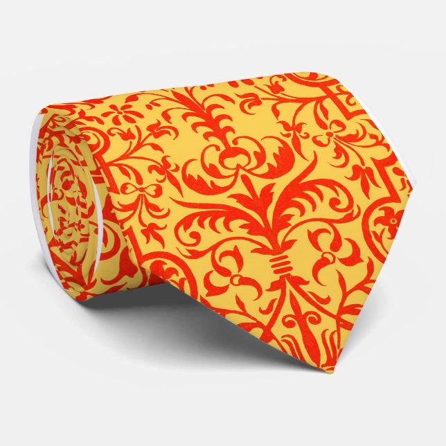 Viktorianisches orangefarbenes Motiv Krawatte (Gerollt)