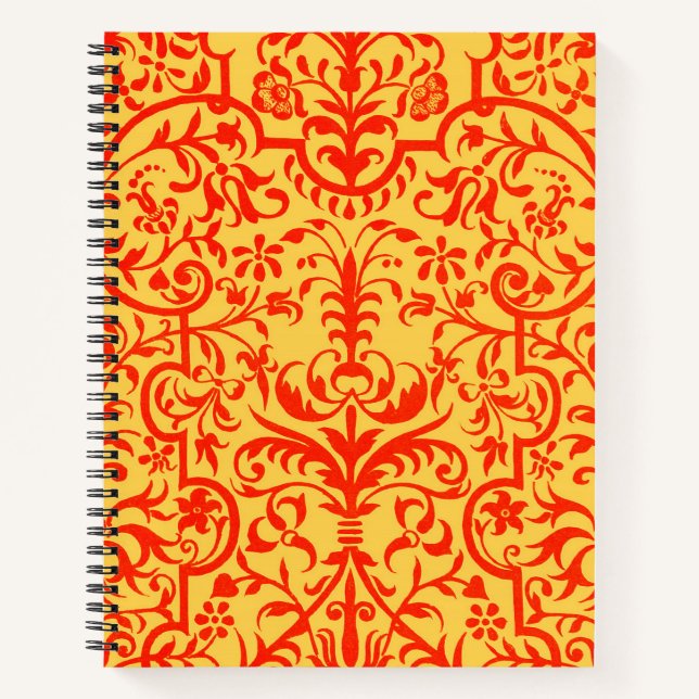 Viktorianisches orangefarbenes Motiv Notizbuch (Vorderseite)
