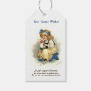 Viktorianisches Ostern-Mädchen mit Häschen Geschenkanhänger