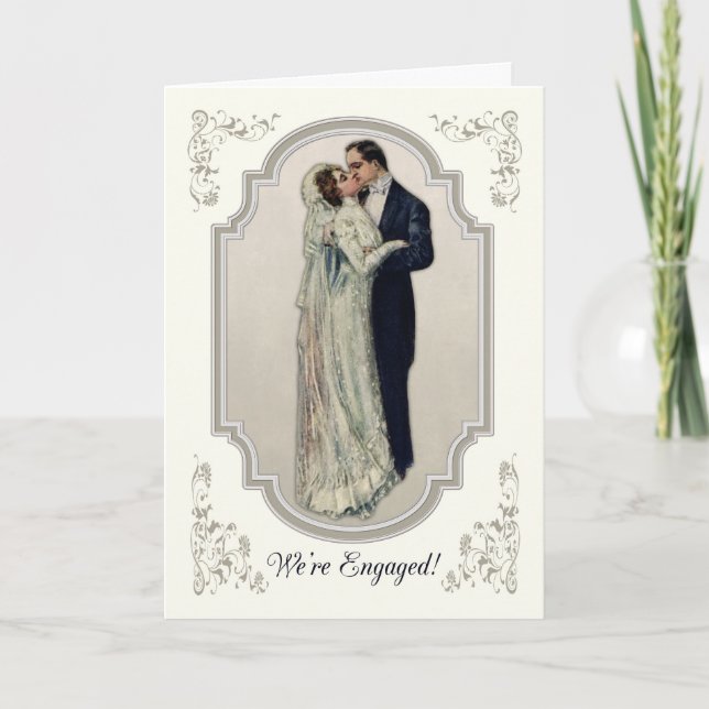 Viktorianisches Paar in Hochzeitskleid Verlobung Ankündigung (Vorderseite)