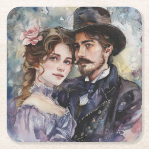 Viktorianisches Paar quadratischer Papier coaster Rechteckiger Pappuntersetzer