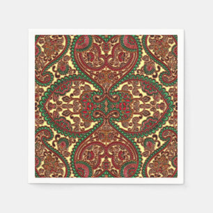 Viktorianisches Paisley-Muster in Rot-Grün Serviette