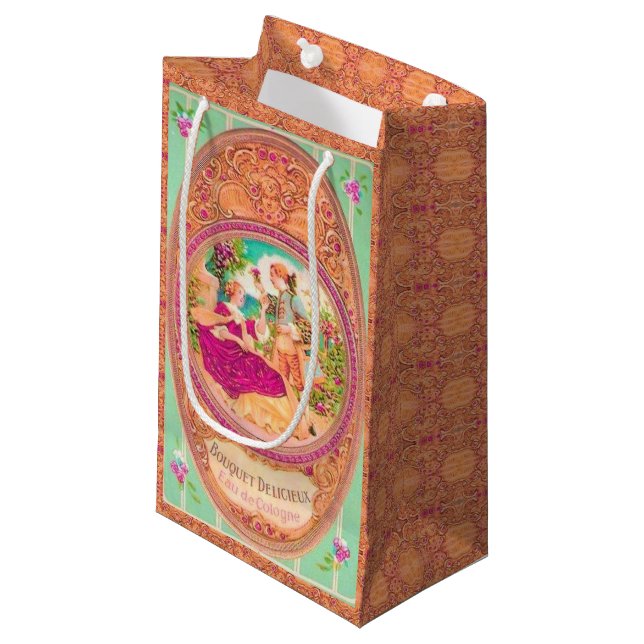 Viktorianisches Parfüm-Label der französischen Kol Kleine Geschenktüte (Vorderseite Schrägansicht)