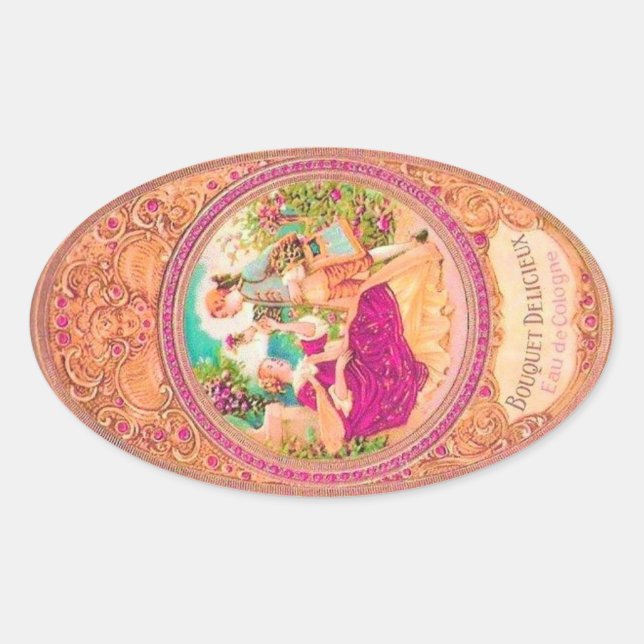 Viktorianisches Parfüm-Label der französischen Kol Ovaler Aufkleber (Vorderseite)