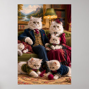 Viktorianisches Perserkatzen-Familienporträt   Ele Poster